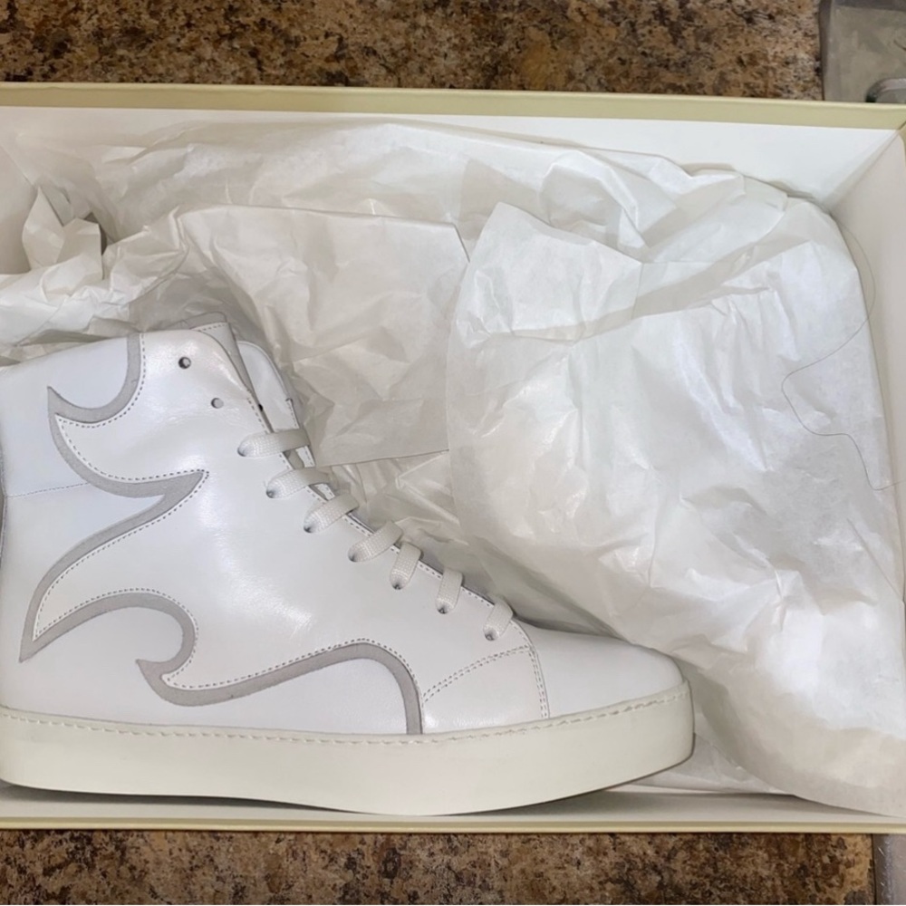 John Galliano white High Top lace up Fashion Sneakers Size41 NIB NWT